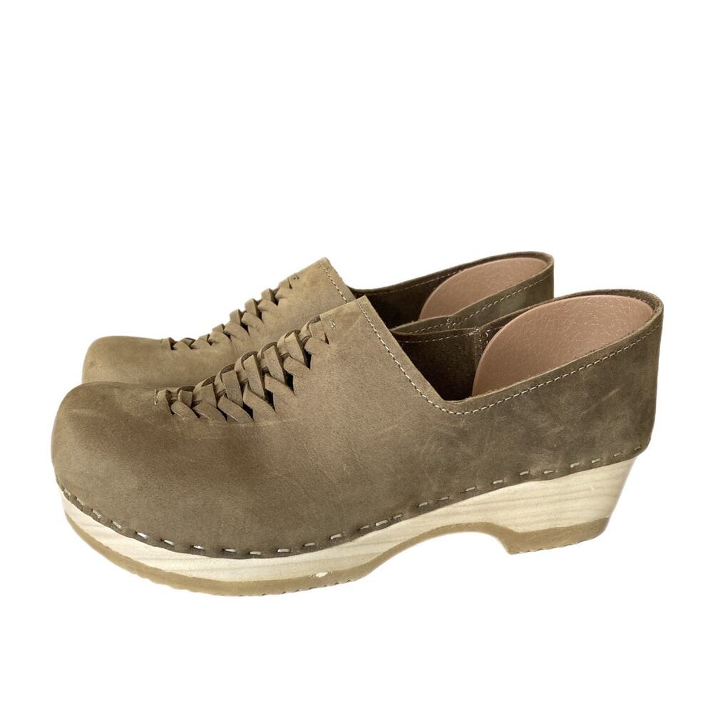 Sven Clogs Swedish Wooden Brown Leather Nubuck Size 37 - Picture 3 of 9
